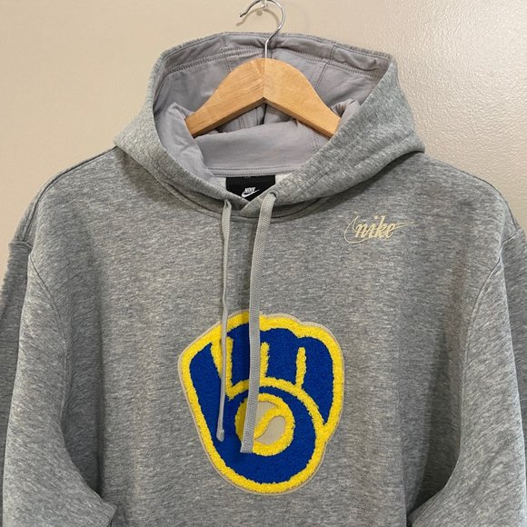 Nike Milwaukee Brewers MLB Cooperstown Collection Hoodie Gray NKNF-06G 2XL NEW - Picture 2 of 6